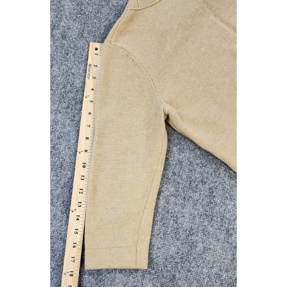 Brooks Brothers Sweater Womens Large Beige Tan Lambs Wool Soft Cozy Cottage Bow - Picture 6 of 15
